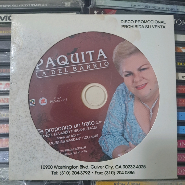 Paquita La Del Barrio - Te Propongo Un Trato CD SINGLE PROMO